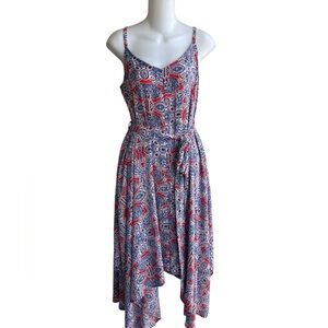 The Limited Red White Blue Paisley Tent Dress Sleeveless Belt Ladies Size Small